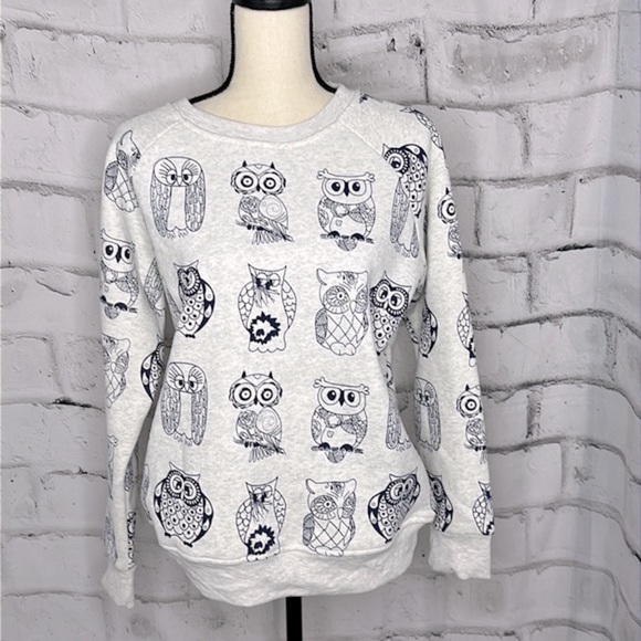 Colisco Tops - Owl Top NWT Colisco Blue Owls Long Sleeve Sweatshirt Band Hem Pullover Large